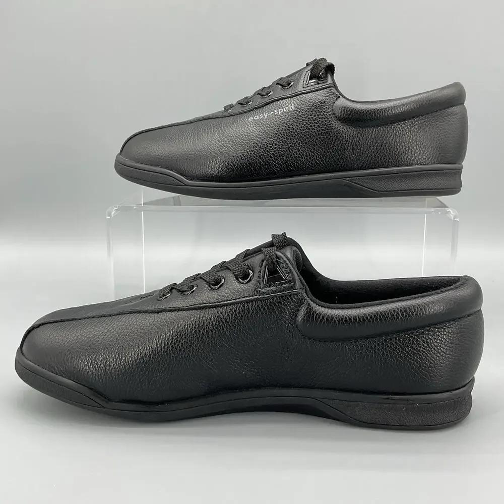 Easy Spirit Women’s AP1 Leather Sneakers Black Size 8.5M